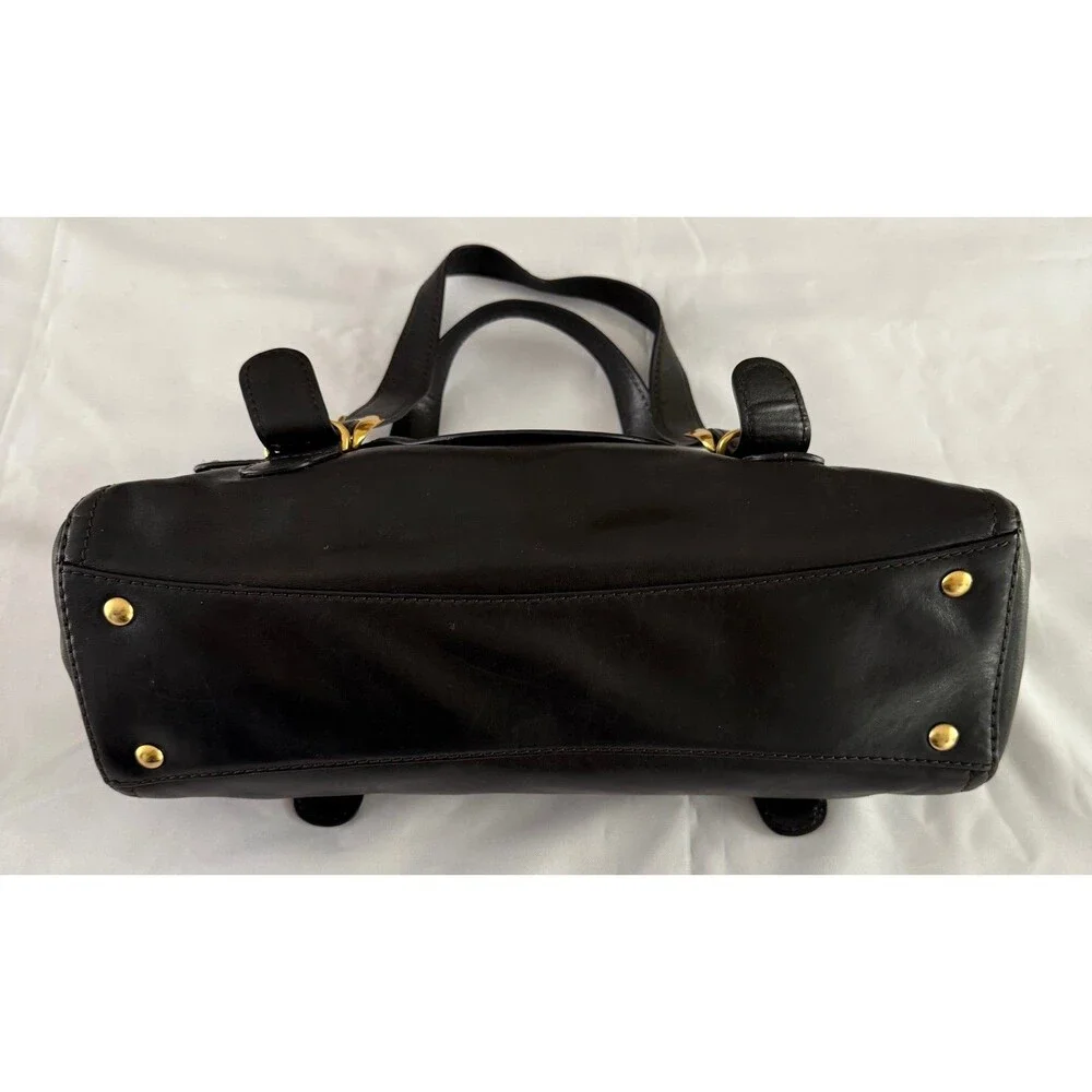 Vintage Michael Kors Black Leather Shoulder Bag with Gold Buckles